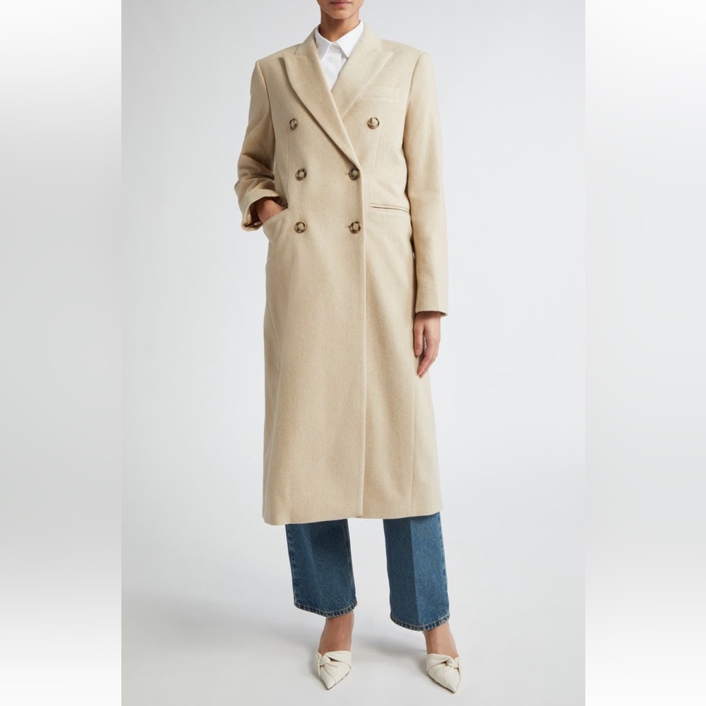 $2,090 Victoria Beckham Double Breasted Wool & Cashmere Long Coat NWT Size 10 US